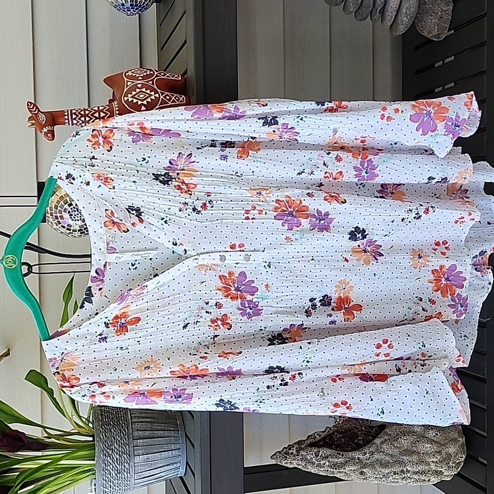 New York Collection polka dot floral blouse